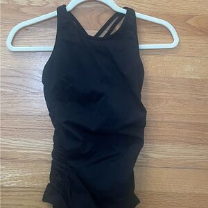 Black Strappy Ruched Tank Top